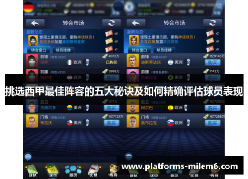 挑选西甲最佳阵容的五大秘诀及如何精确评估球员表现 挑选西甲最佳阵容的五大秘诀及如何精确评估球员表现